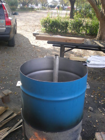 ドラム缶石焼き芋機　試運転